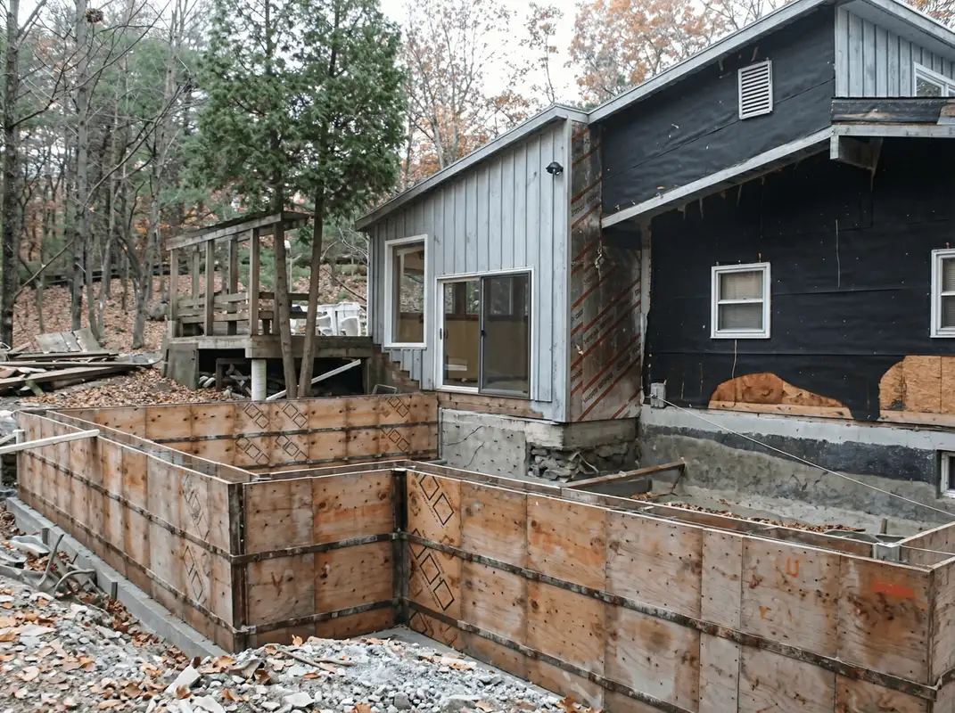 Prepared site with foundation forms for home remodeling and addition project in Spokane, WA